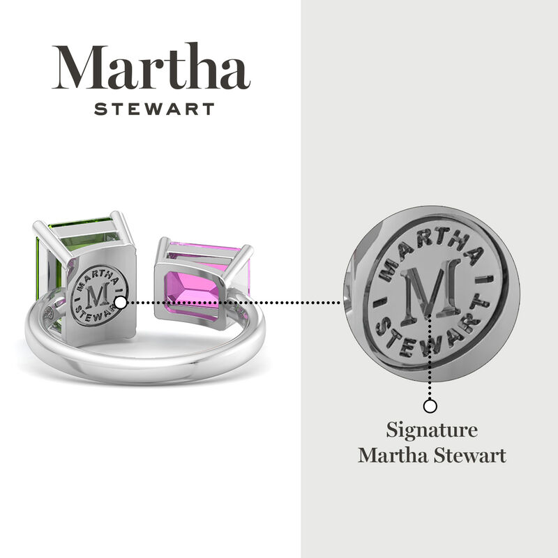 Martha Stewart 4 1/2ctw. Peridot & Pink Sapphire Two Stone Ring In Sterling Silver image number null